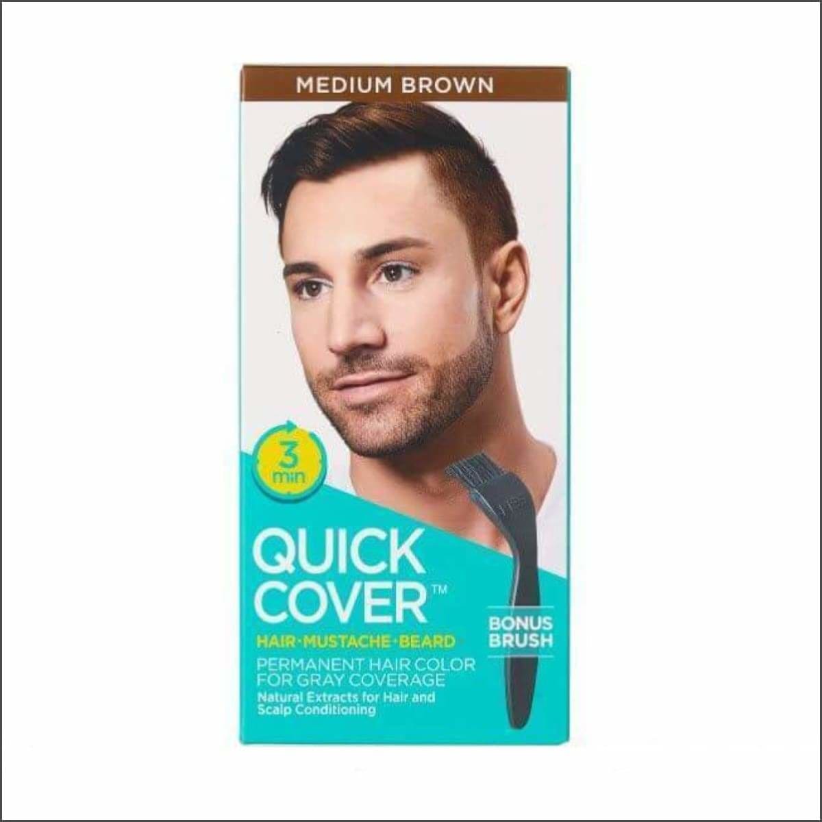 Quick Cover All in One Color for Hair, Bear and Mustache Mens Hair Color Youngs GA Medium Brown 