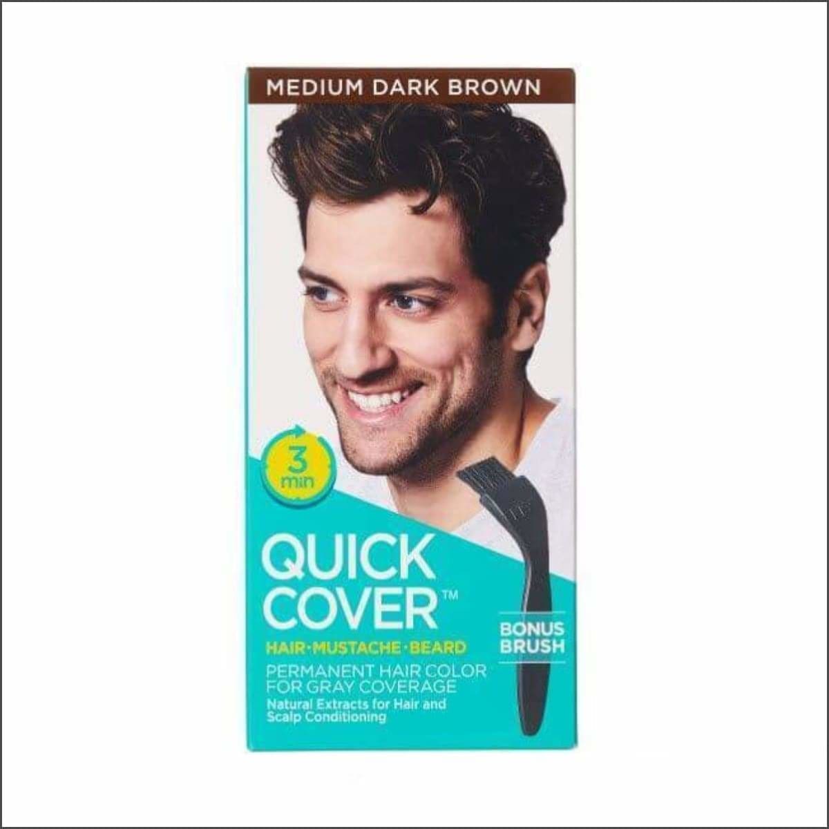 Quick Cover All in One Color for Hair, Bear and Mustache Mens Hair Color Youngs GA Medium Dark Brown 